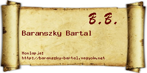 Baranszky Bartal névjegykártya